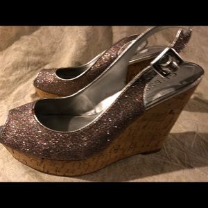 Guess Multi Colored Glitter  Platform Heels